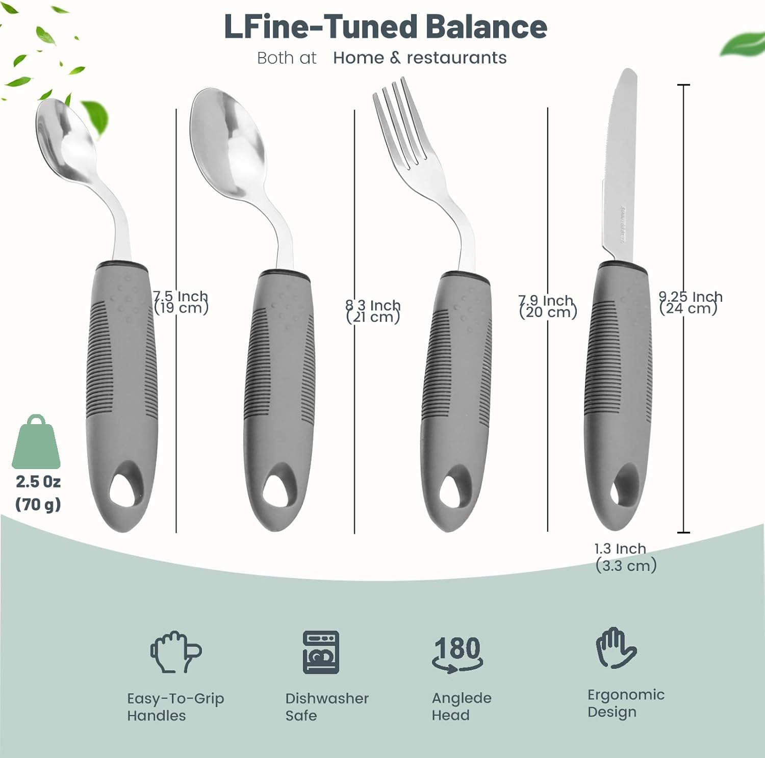 Adaptive Utensils Set, Parkinsons Utensils, Weighted Silverware for Hand Tremors, Elderly, Arthritis, Parkinsons, Adaptive Equipment&ndash;Easy Grip Aids Handle, Handicap Accessories for Daily Living (Right-Handed)