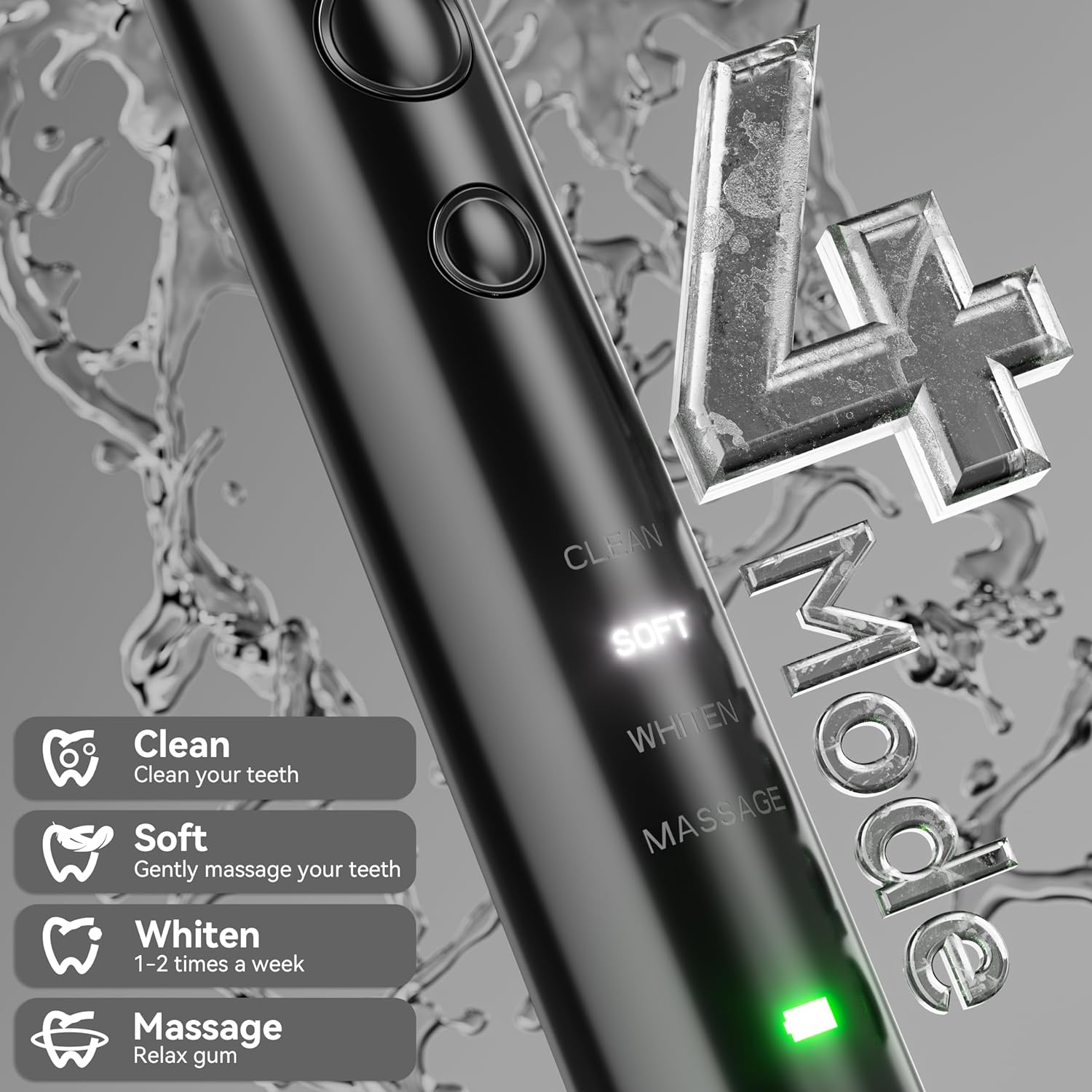 HEYMIX Ultrasonic Electric Toothbrush, Power Electrical Toothbrush Sonic Cleaning, Oral Hygiene Rechargeable Teeth Brush, Mouthwash Whitening Toothbrush with 8 Brush-Head & Travel Case ADA Certified image number 2