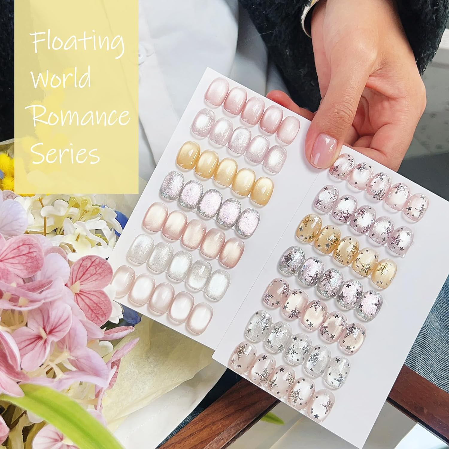 ADHERE Ukiyo Romance Series - 12Ml Cat Eye Gel Nail Polish 1Pc Holographic Magnetic Gel Polish, Soak Off, for Manicure Salon DIY at Home (Rose Maiden) - First Snowfall image number 7