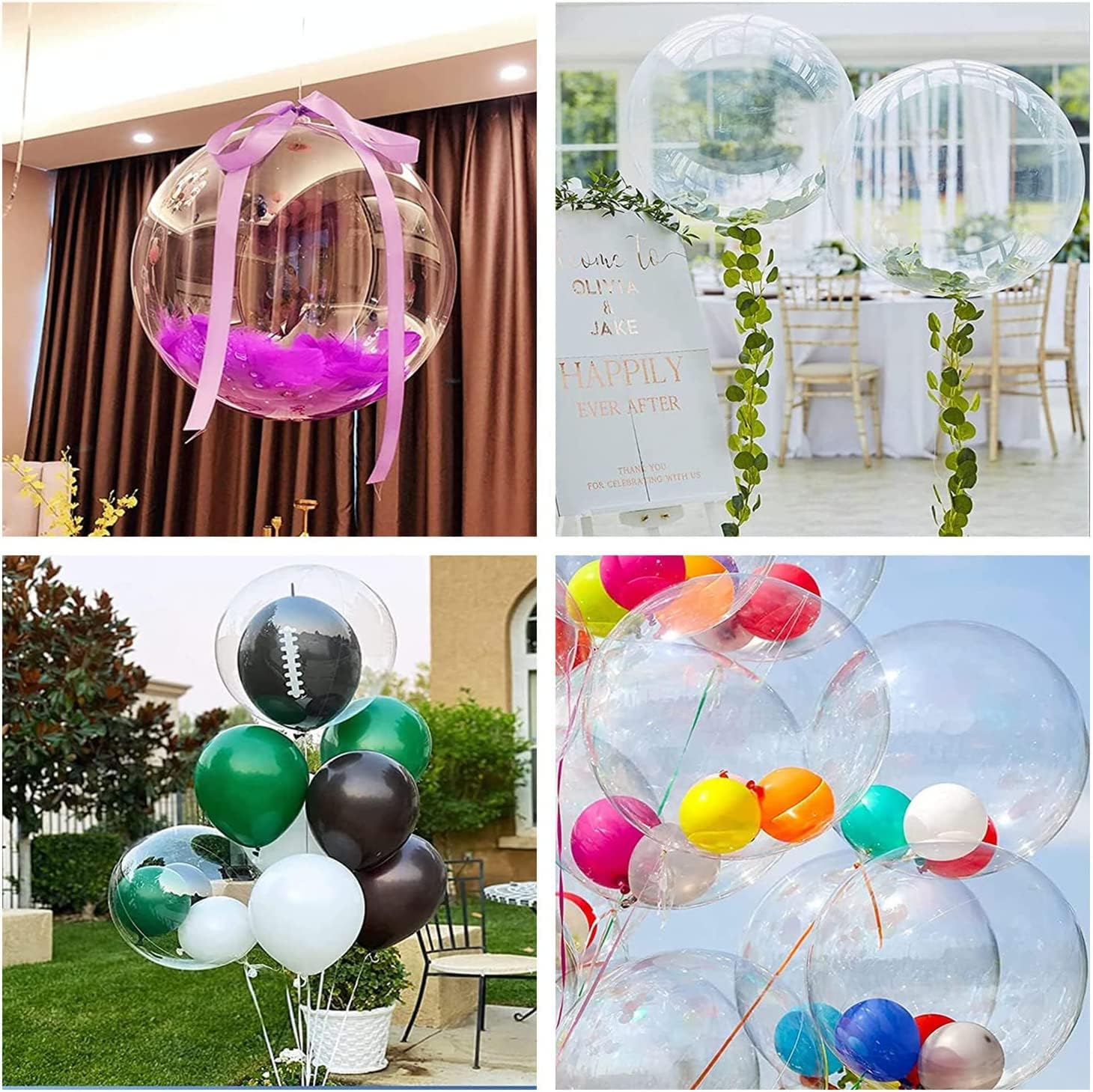 Bobo Balloons Bubble Balloons, 10Pcs 20 Inch Clear, Transparent, Reusable, Helium-Filled, Perfect for General Celebrations, Unisex-All Ages image number 4