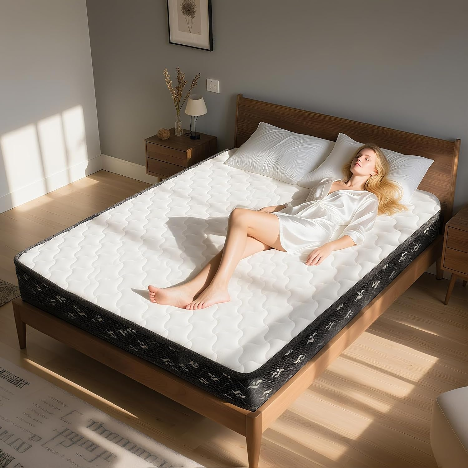 Dreamz King Single Mattress Hypo-Allergenic Materials, 16Cm Thickness, with 5-Zone Pocket Spring System,High-Density Foam Tight Top, Medium Firm Coil Bedding, Breathable Top, 15Yrs Warranty, White image number 1