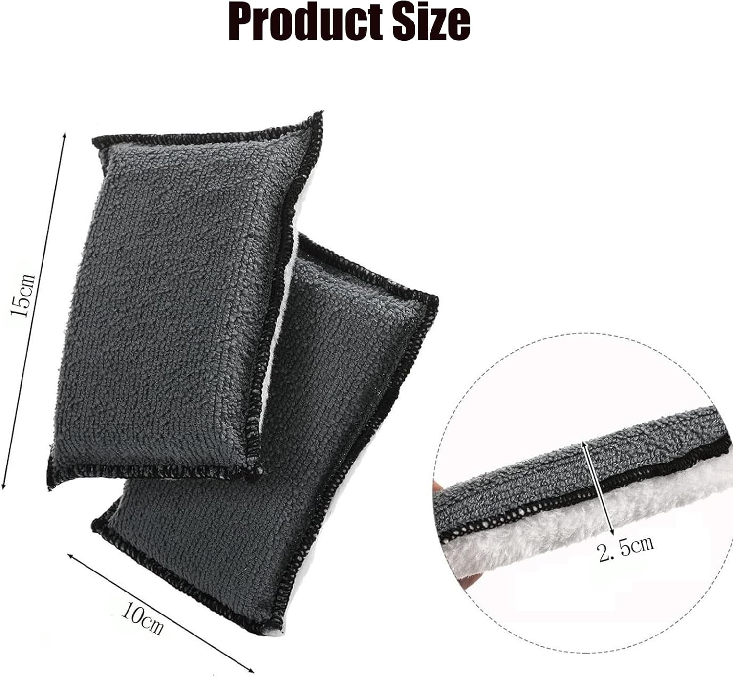 2Pcs Car Interior Scrubbing Sponges, 15&times;10X2.5Cm Microfiber Auto Detailing Scrub Towel for Leather, Plastic, Vinyl & Upholstery, Gentle Effective Car Wash Sponge for Interior Cleaning (White+Gray) image number 1