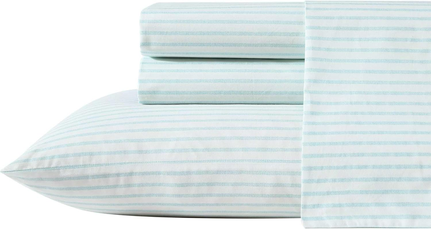 Tommy Bahama - Queen Sheets, Cotton Percale Bedding Set, Crisp & Cool, Stylish Bedding Set (Ala Moana Stripe Blue, Queen)