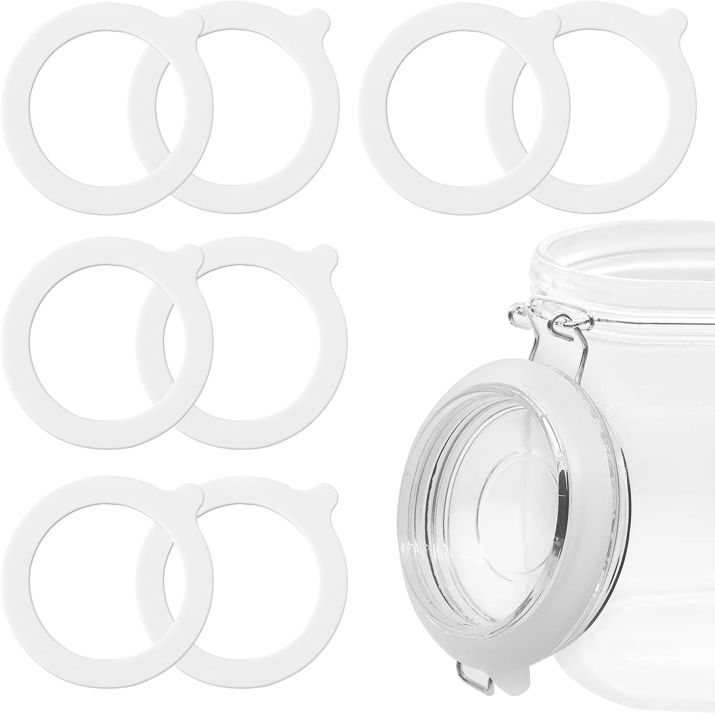 8 Pcs Replacement Silicone Seals, Funcyboo 3.7 Inch Silicone Jar Gaskets Silicone Replacement Gasket Airtight Silicone Seals Rings for Mason Jar Fits Most Sizes(White) image number 5