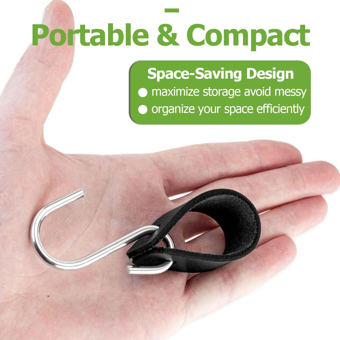 Bestgle 10 Pcs Leather S-Hooks Set, Multifunctional Black S Metal Hooks for Hanging, Hangers Hooks with Leather Loop for Kitchen, Bathroom, Camping Outdoors and Office