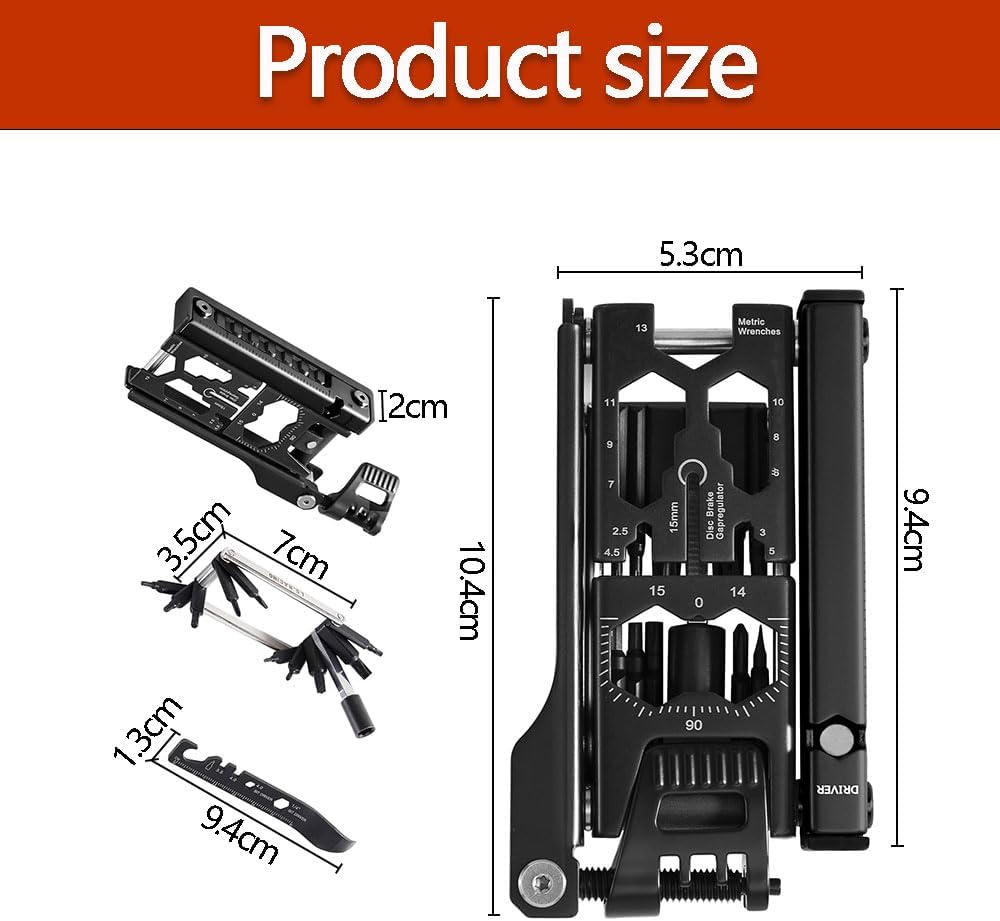 38-In-1 Bike Multi Tool Kit &ndash; Portable Bicycle Repair Set with Chain Tool, Crank Puller, Hex Wrenches, Spoke Wrench and Tire Levers &ndash; Compact Cycling Maintenance Kit image number 5