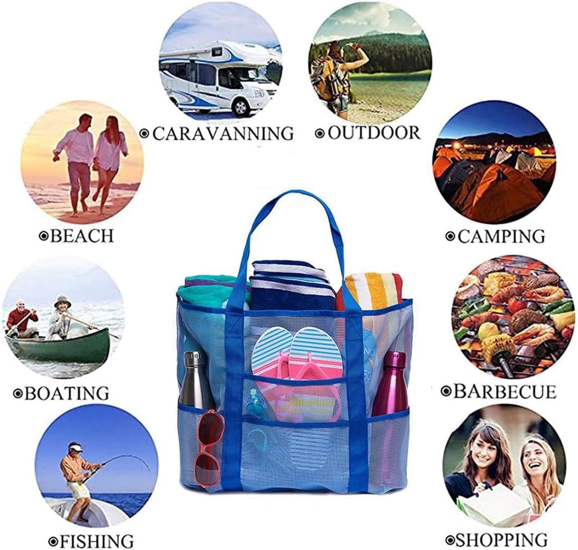 Tuxiaobu Mesh Beach Tote Bag, with Insulated Cooler Compartment and Adjustable Shoulder Strap, Extra Large Pool Picnic Cooler Bag with Zipper Closure, Top Beach Handbag for Unisex - Green image number 4