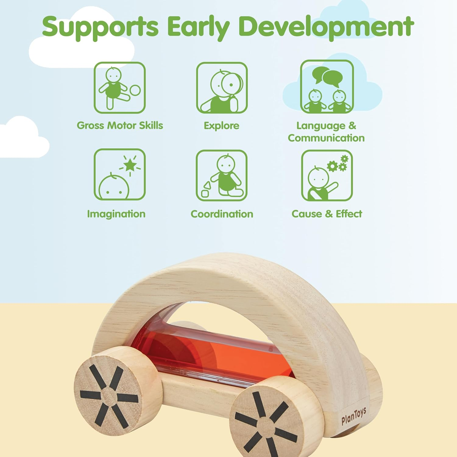 Plantoys - Wautomobile- Red - Red image number 5