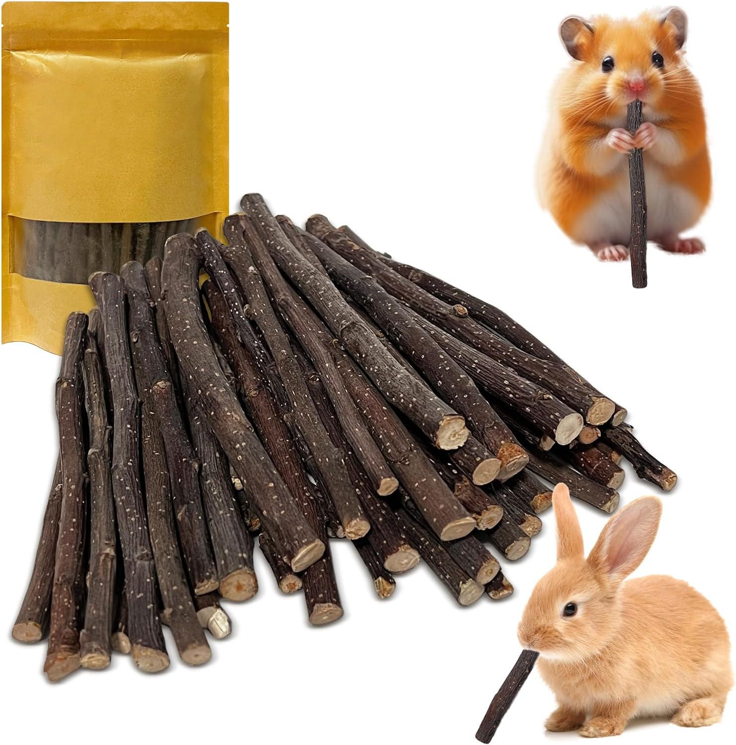 600G Apple Sticks Small Animals Wooden Pet Chew Treats Toys for Guinea Pigs Hamsters Rabbits Chinchillas Squirrels Small Animal Molar Wood Treats Toys image number 2