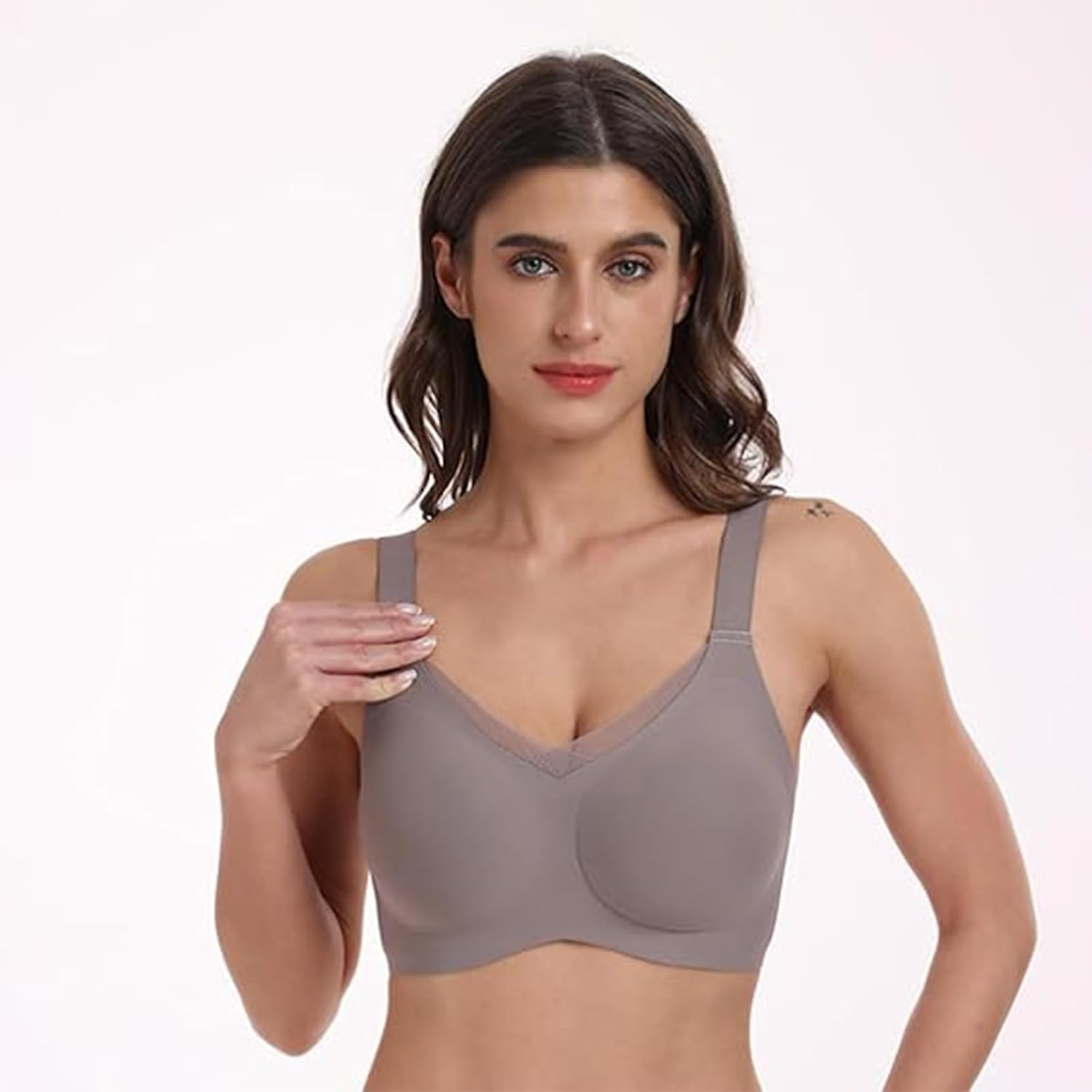 Arisefrom Bra, Havethedare Bra, Women'S Wireless V-Neck Crossover Mesh Seamless Push-Up Bras(No Underwire) image number 1