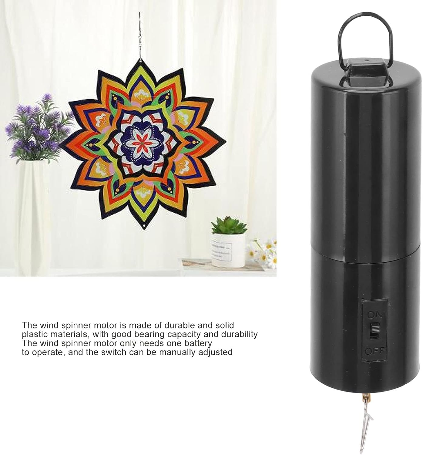 Wind Spinner Motor, 6.6Lb Load Electric Rotating Motor for Wind Chime, Black Battery Operated Hanging Display Motor Disco Ball Motor for Sun Catcher, Baby Crib Ornament Outdoor image number 3