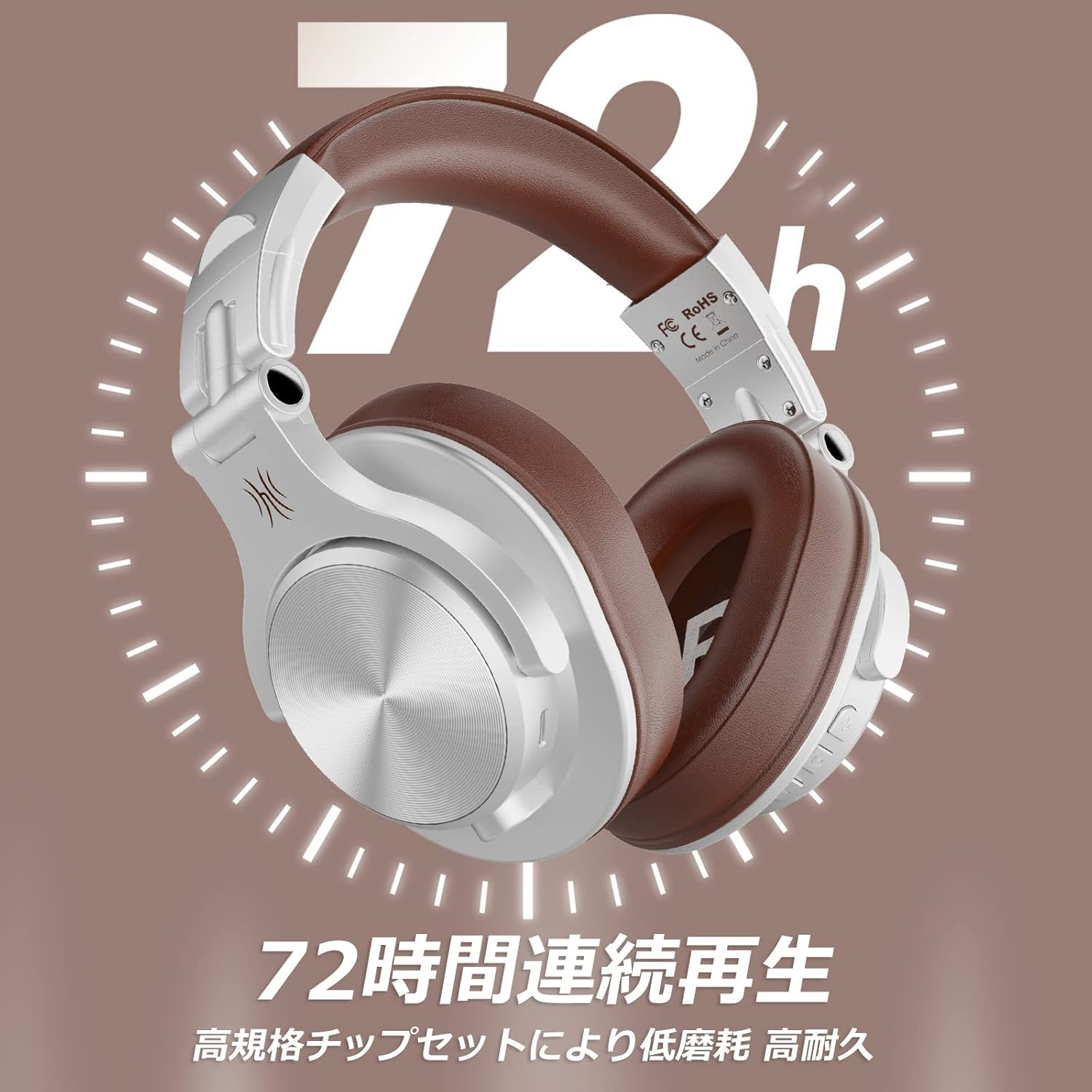 Headphones, Oneodio Bluetooth 5.2 Wireless Headphones, 72 Hours Playtime, Sealed Earphones with Mic, AAC Compatible for DJ, Monitor Headphones Listening to Music, Instrument Practice, Studio Sound - Black image number 7