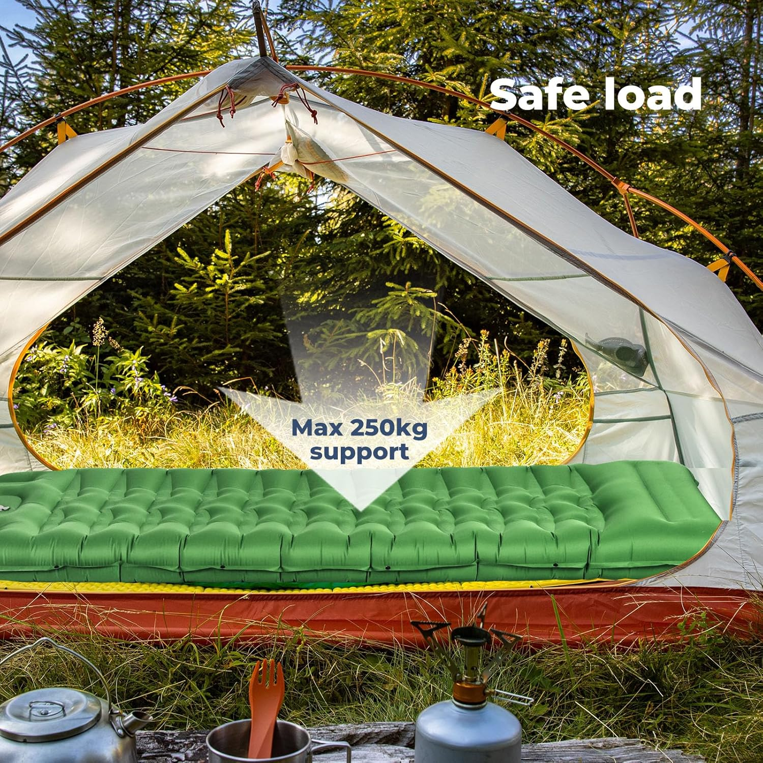 Mountview Camping Mattress Inflatable Mat, 196 X 66 X 13Cm, Lightweight Camping Sleeping Pad with Pillow, Built-In Foot Pump, Spliced Inflating Air Sleeping Mattress for Backpacking, Camping & Hiking image number 1