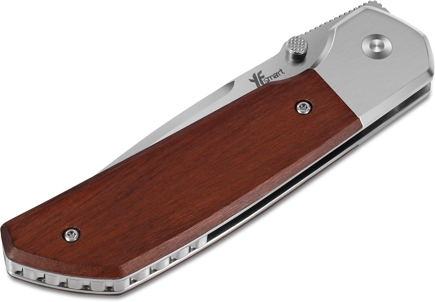 YF SAMRT Pocket Knives,Gentleman'S Knives, D2 Blade with Wood Handle and Deep Carry Pocket Clip, Camping Hunting Pocket Knife,Edc Knives for Everyday (Large) image number 3