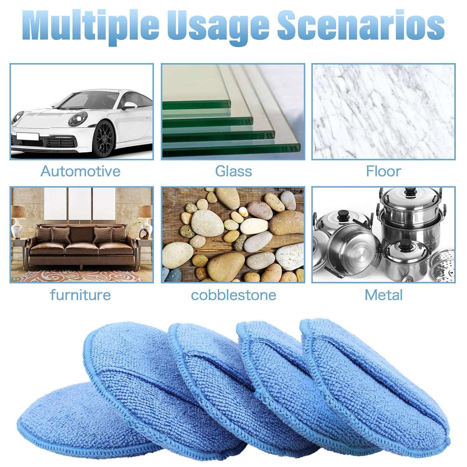 Viiotu 5 Pcs Wax Applicator Pads - 12.5Cm/4.92In - Car Polishing Pads with Finger Pockets, Car Wash Buffing Kit for Car Cleaning and Fine Polishing image number 6