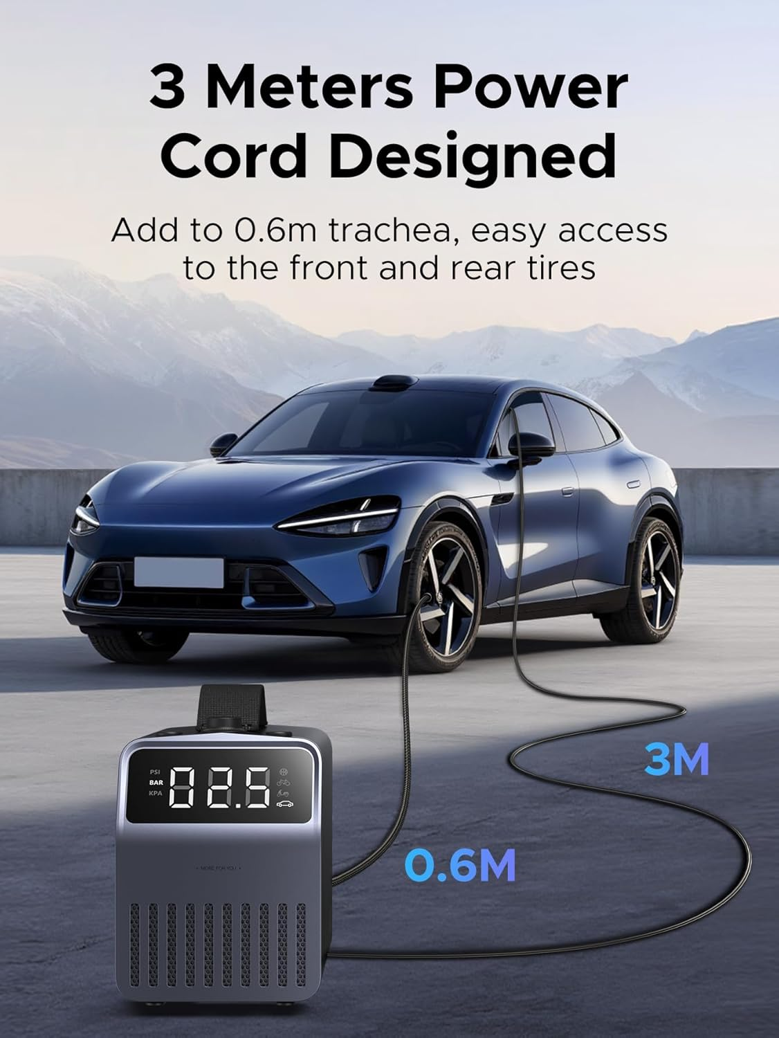 UGREEN Car Tyre Inflator Portable Air Compressor, [150 PSI] [4X Faster] DC 12V 120W Air Pump with Digital Tyre Pressure Gauge and LED Light, Mode Fast Inflation for Cars, Bikes, Motorbikes, Balls image number 1