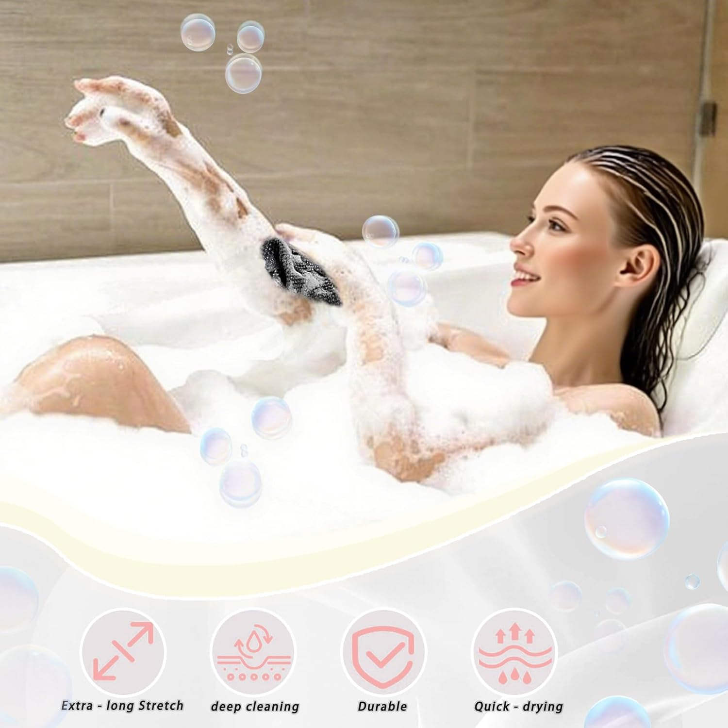 2 Pcs African Net Sponge Authentic Black Bath Sponge, Exfoliating Shower Scrubber Body Scrubber for Women Men, Back Scrubber for Shower image number 1