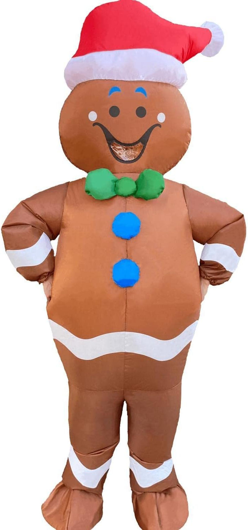 Tangcii Inflatable Christmas Gingerbread Man Costume Adult Blow up Halloween Funny Suit Blowup Costumes for Adults Mens Holiday Cosplay Fancy Dress Brown image number 1
