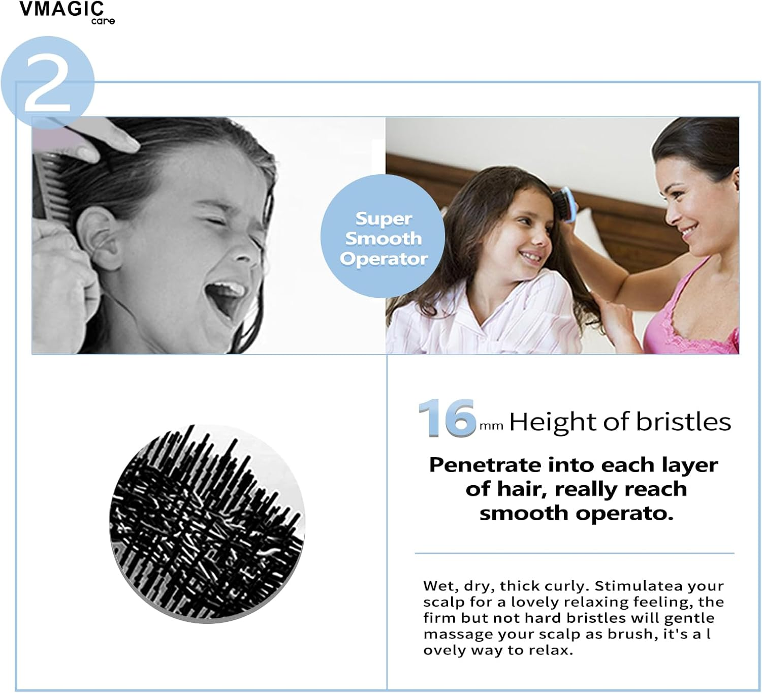 Detangling Brush - Glide the Detangler Brush through Tangled Hair - Best Brush/Comb for Women, Girls, Men & Boys - Use in Wet and Dry Hair (Skyblue) - Black,Rose image number 3