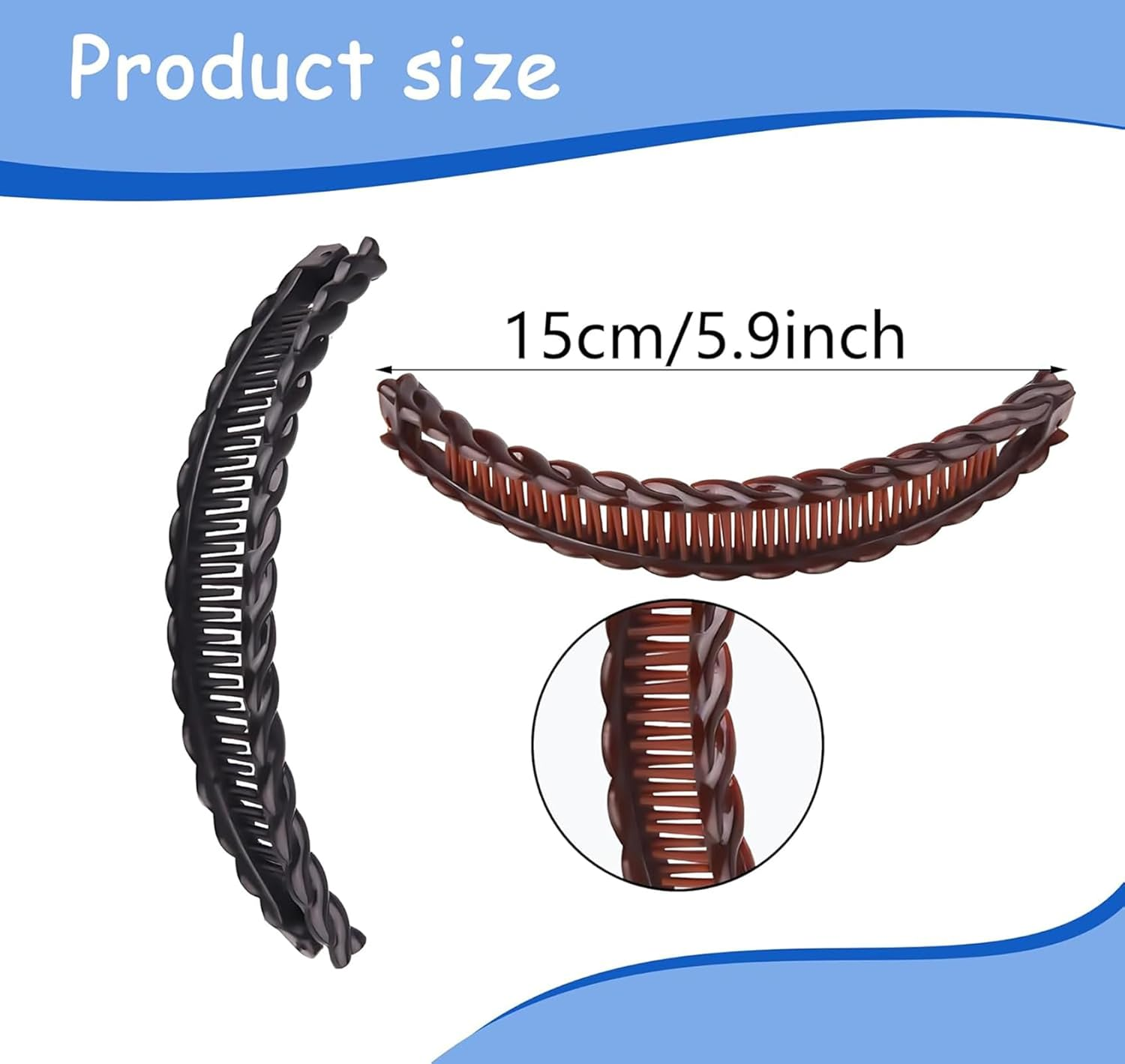 Set of Banana Hair Clips in Black and Brown, Portable Non-Slip Banana Clip, Ponytail Hair Clip for Women and Girls, Thin Thick Hair, Fashionable Hairstyles and Hair Styling