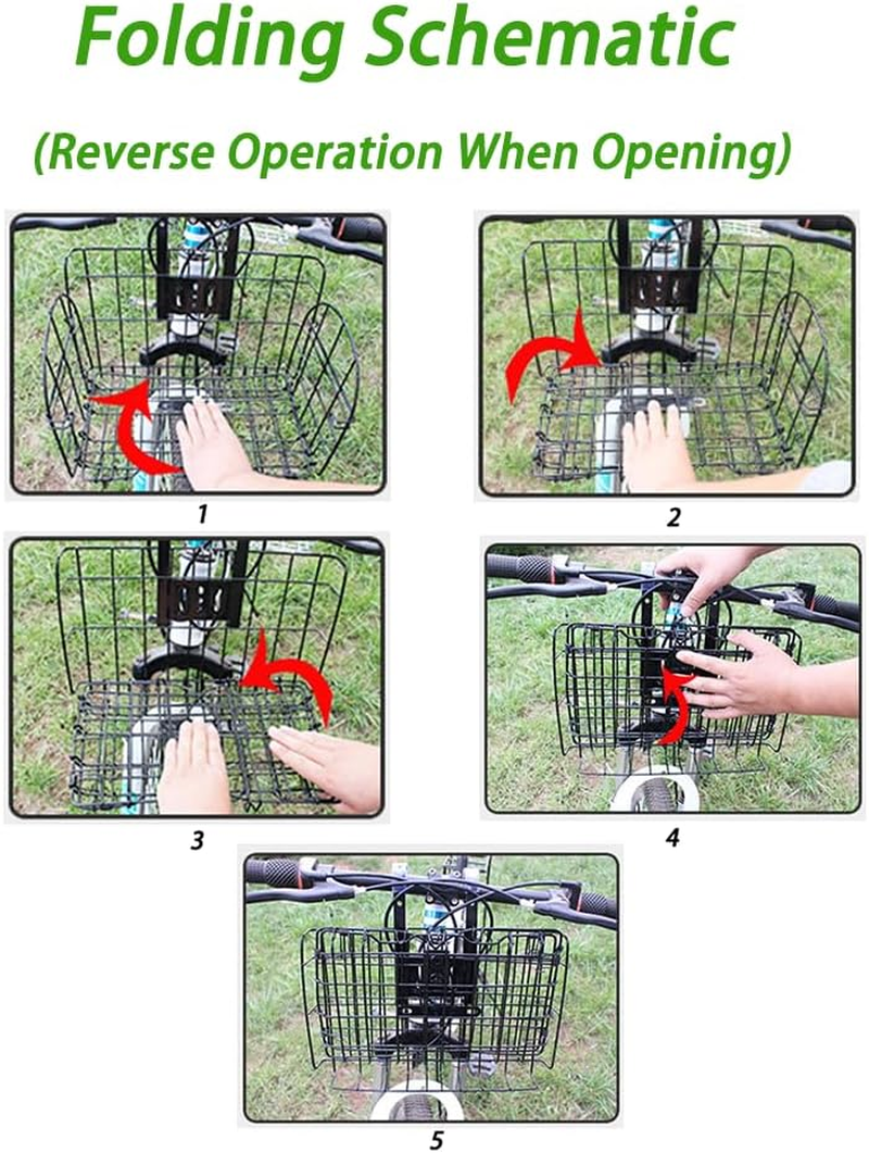 NYGHMY 1 Pcs Folding Bike Basket, Large Capacity Metal Basket with Removable Waterproof Liner Bag, Quick Release Design, Suitable for Adult Bikes, Ideal for Carrying Pets, Fruits, and Groceries image number 1