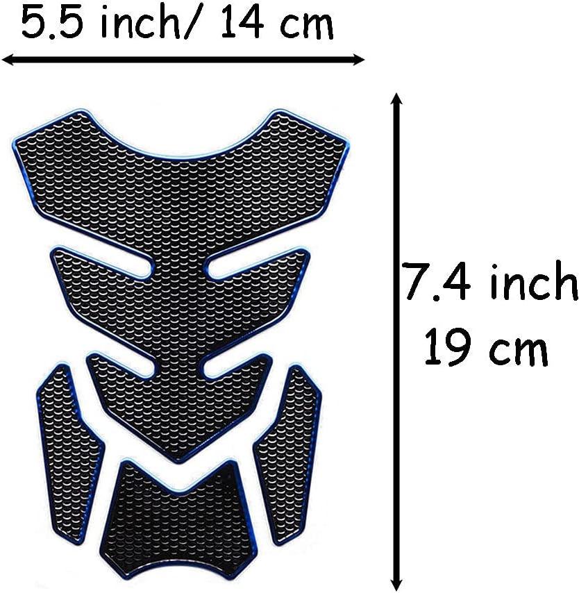 1 Set Universal 3D Motorcycle Gas Tank Sticker, Fuel Tank Protector Decal Pad Self-Adhesive and Waterproof - Blue - Black image number 4