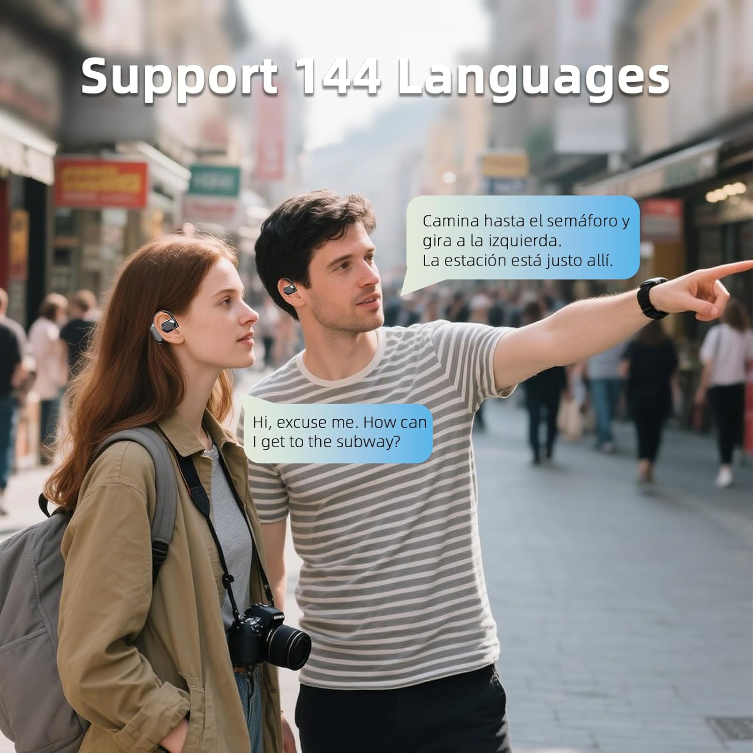 Kitsology AI Translation Earbuds Real-Time, 144 Language Translator Earphones for Iphone & Android, 4-In-1 Translating Device for Travel, Business, and Learning (Black)