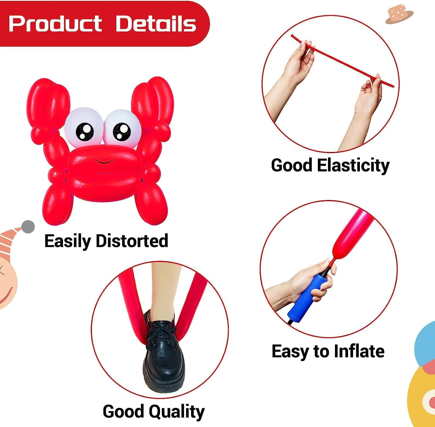 100Pcs 260 Long Balloons with Pump, Colors Balloons Animal Kit DIY Premium Latex Twisting Modeling Balloon for Birthday Wedding Festival Party Decorations (Assorted Colors) image number 5