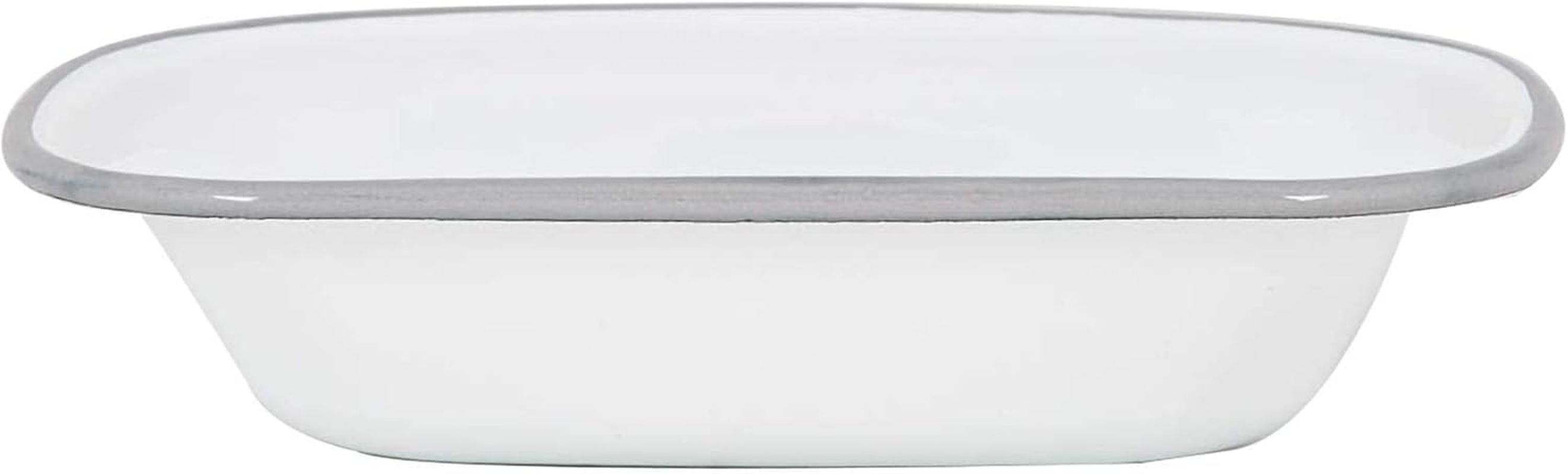 Argon Tableware 20Cm Enamel Pie Dish - Grey Rim - Dishwasher Safe Pie Dishes Enamel Cookware Oblong Pie Dish Oven Tray Bakeware Pastry Casserole Roasting Tin