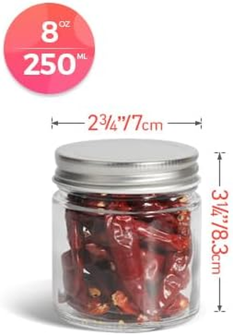 Comsaf Mason Jars with Airtight Metal Regular Lids(8Oz/250Ml), Sealed Clear Glass Canning Jars with Wide Mouth for Spices, Honey, Jam, Jelly, Ideal for Wedding Favors, Baby Shower Favors, Set of 12