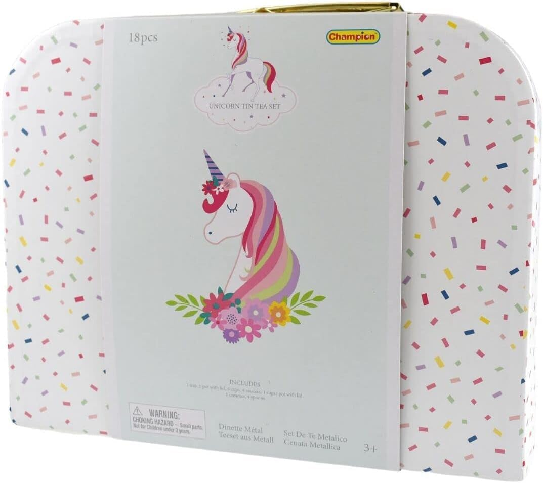 Kaper Kidz DELUXE UNICORN TIN TEA SET in Suitcase 18-Piece: Perfect Pretend Play Tea Party Fun! image number 4