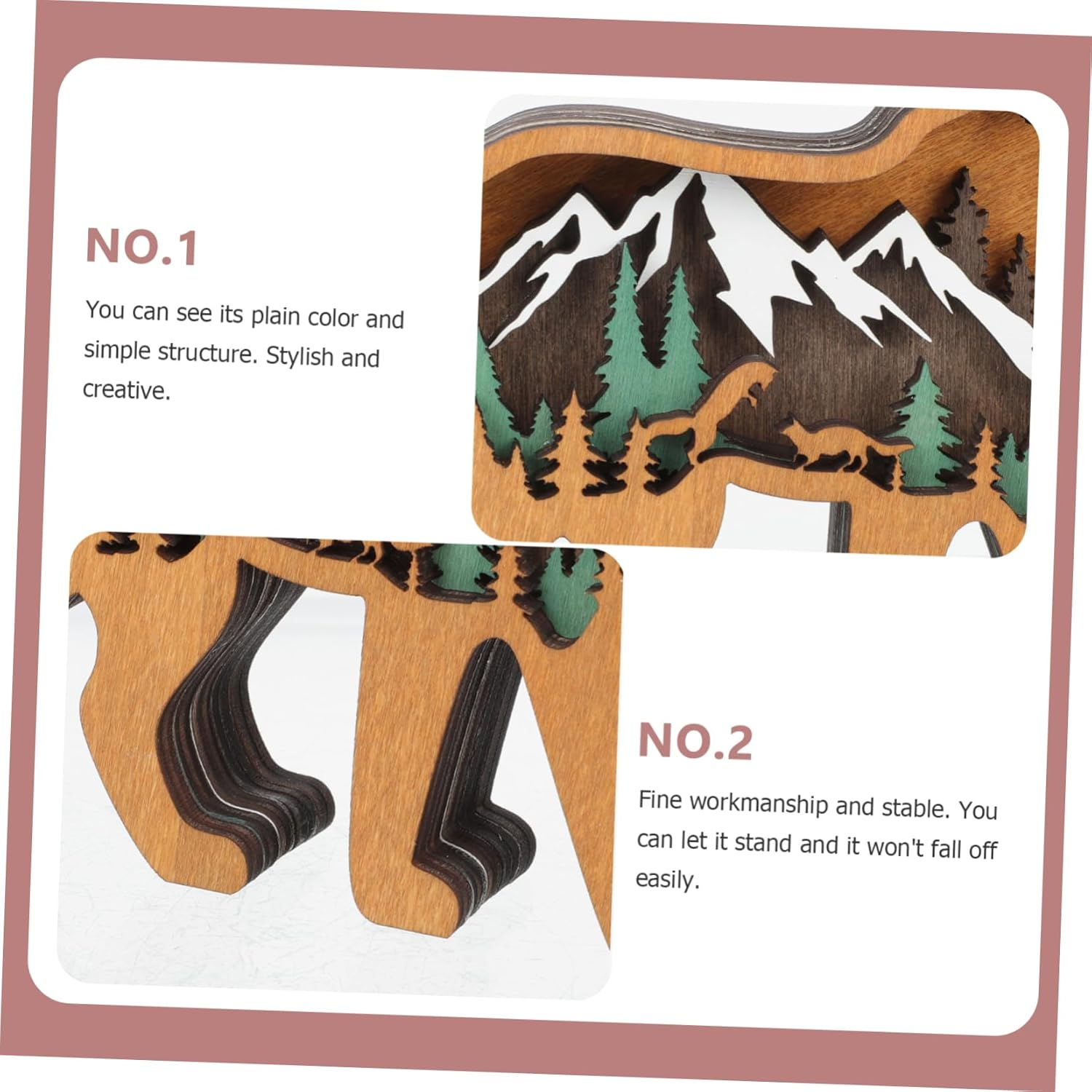 Wood Animal Christmas Wood Craft Desktop Ornament Christmas Party Decoration Home Decor Front Door Scenario image number 6