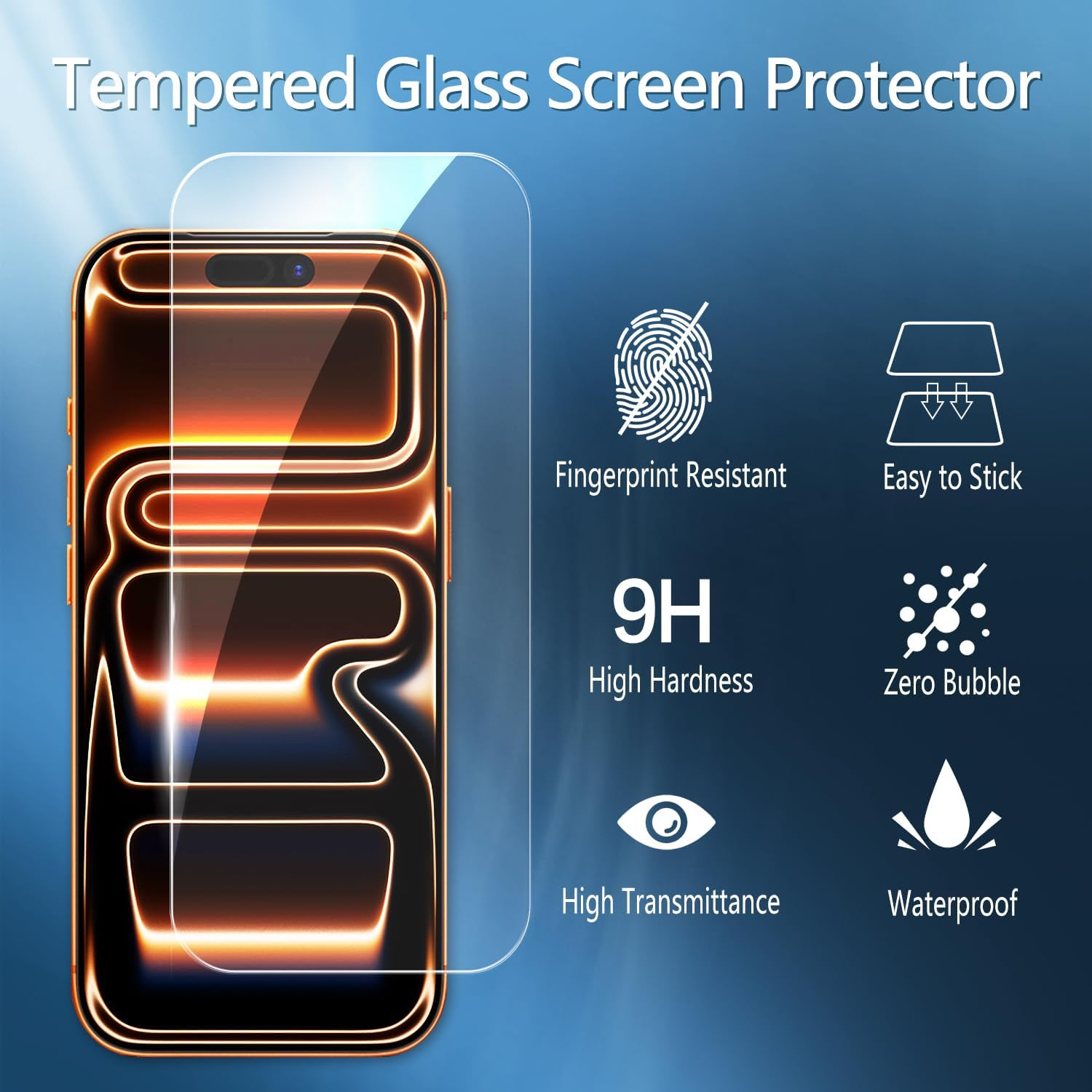 Yutonsu 2 Pack Tempered Glass Screen Protector for Iphone 17 Pro Max, 9H Hardness, anti Scratch, Bubble Free, Case Friendly image number 5