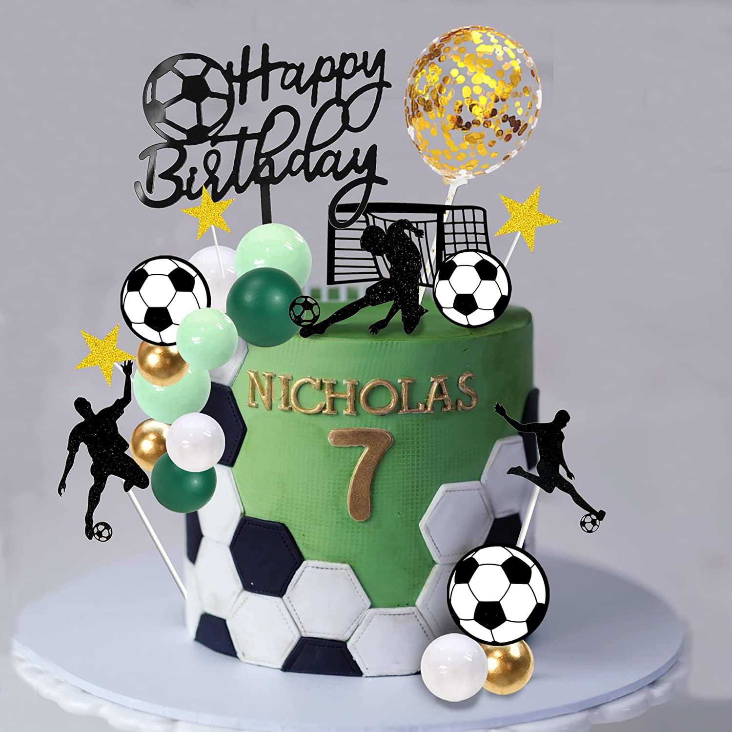 DRWATE 32 PCS Soccer Birthday Cake Topper Decorations for Football Theme Party Men Boy Sport Supplies (Soccer) GCMGM10001 image number 6