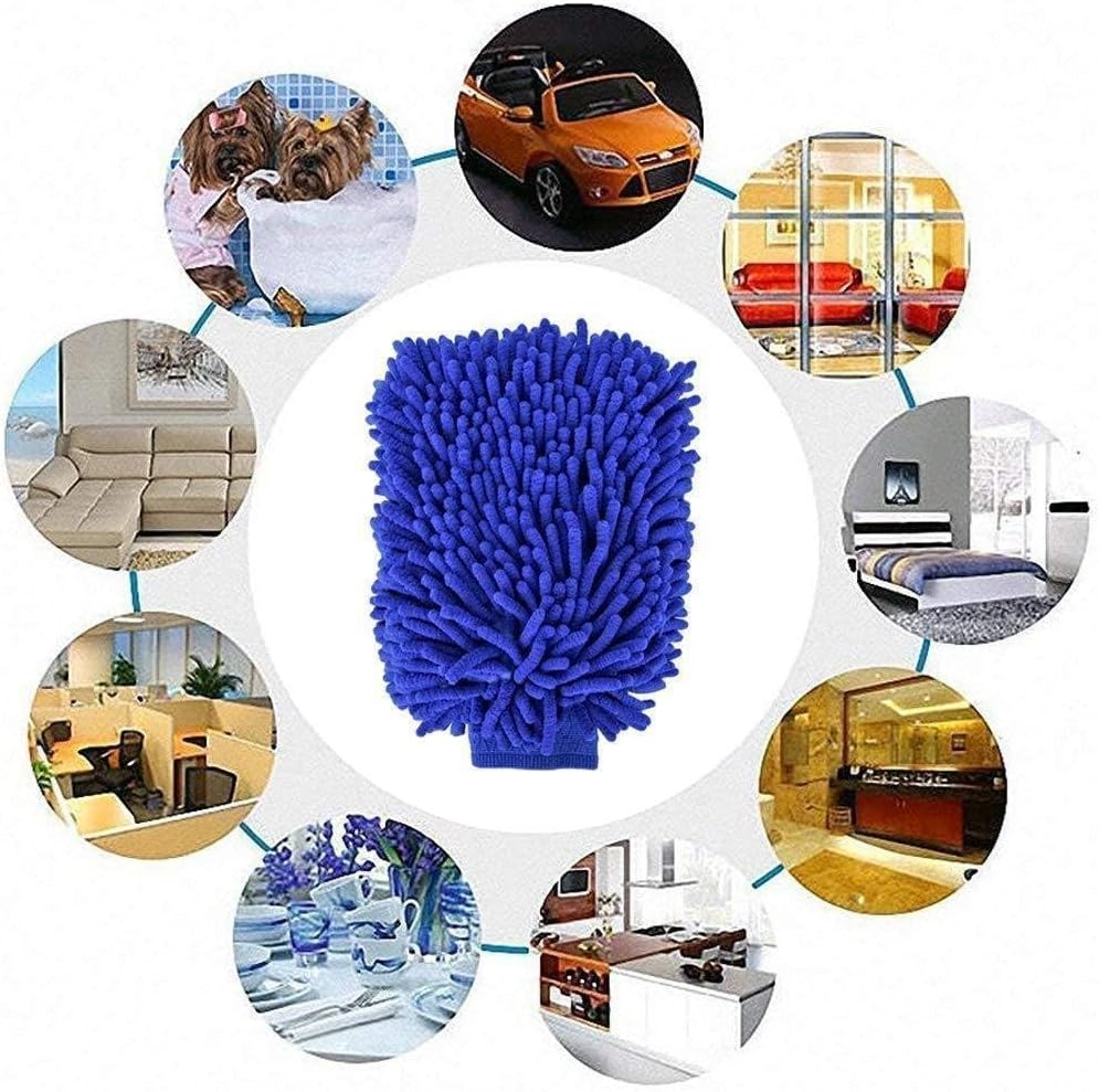 Scratch-Free Car Wash Mitts (2 Pack) - Premium Chenille Microfiber, Ultra Soft Gloves for a Swirl-Free Finish, Safe on All Paint for Car, Truck, SUV & Motorcycle - Blue image number 4