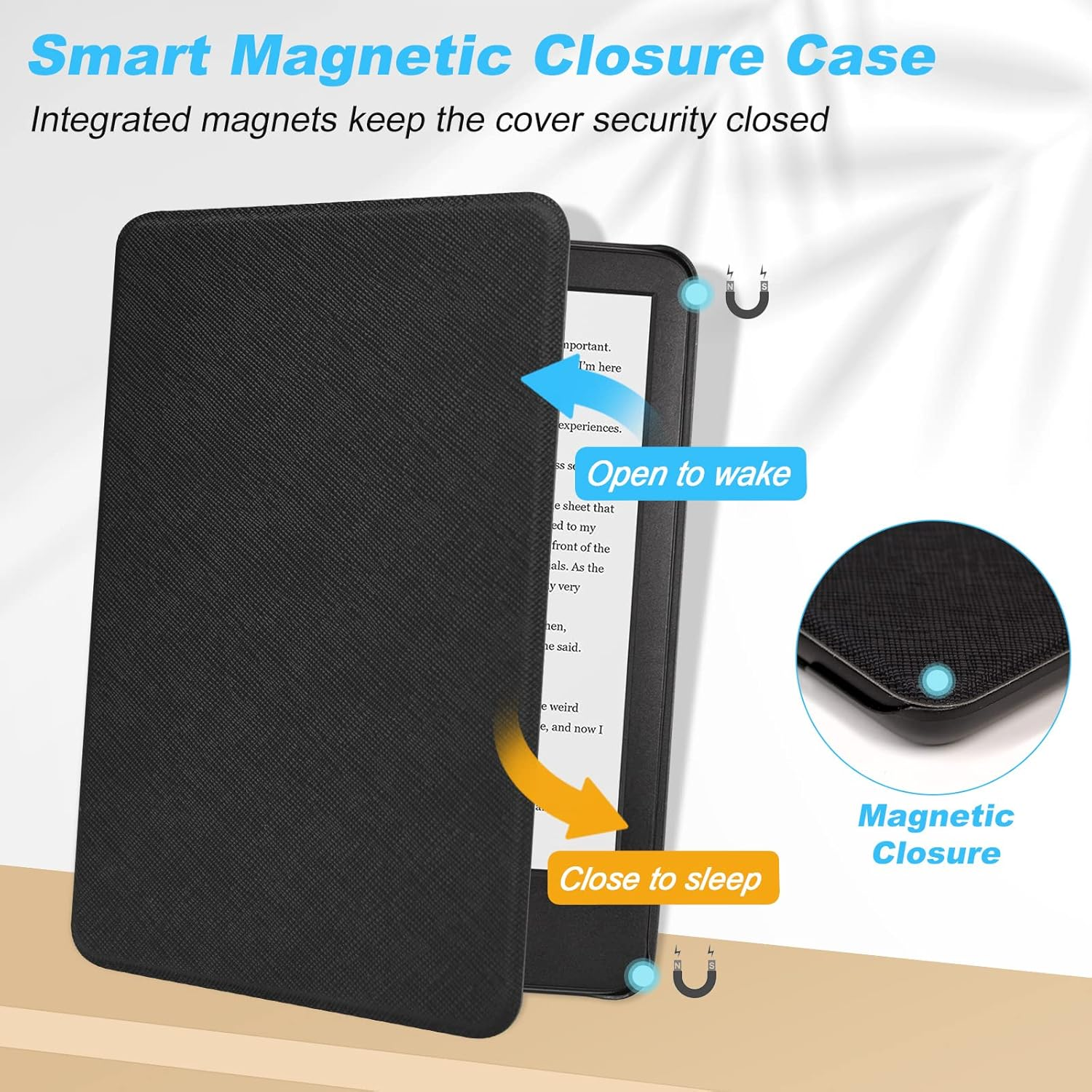 Dmluna Case for All-New Kindle 6" (11Th Generation, 2024/2022 Release, Model C2V2L3), Ultra Thin and Lightweight Protective Premium PU Leather Cover with Auto Sleep Wake Function, Black - A - Agave Green image number 7