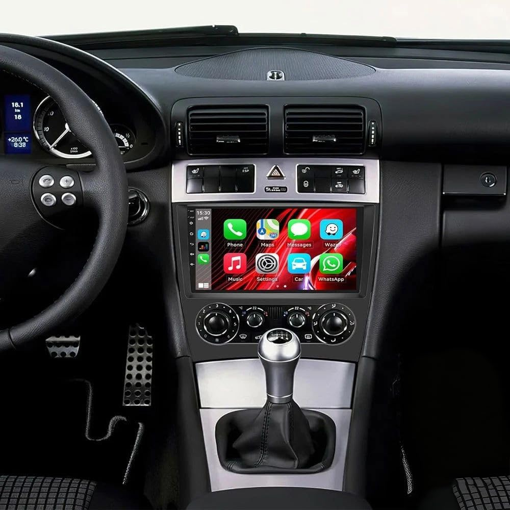 2+64G Car Stereo for Mercedes C-Class W203 C230 C280 C350 CLK W209 2003-2009 Head Unit 9 Inch Double Din Radio for CLK350 C280 C350 CLK350 Bluetooth Android Auto GPS Wifi Mic Backup Camera