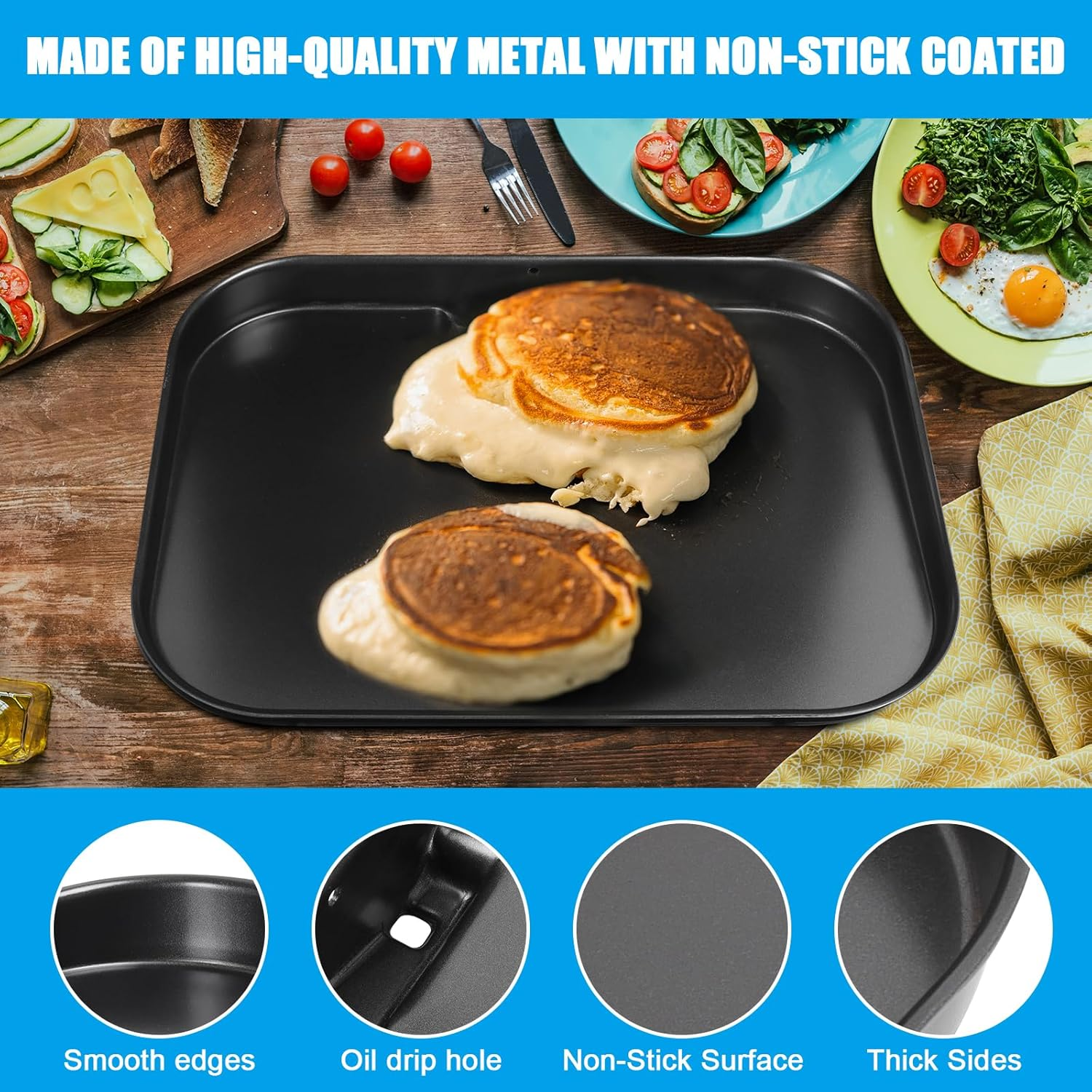 Grill Griddle Plate for Ninja Woodfire Outdoor Grills OG700 Series Accessories, Non-Stick Flat Top Griddle Pan Compatible with Ninja XSKGRDPLT Woodfire OG701 Grill, Insert image number 3