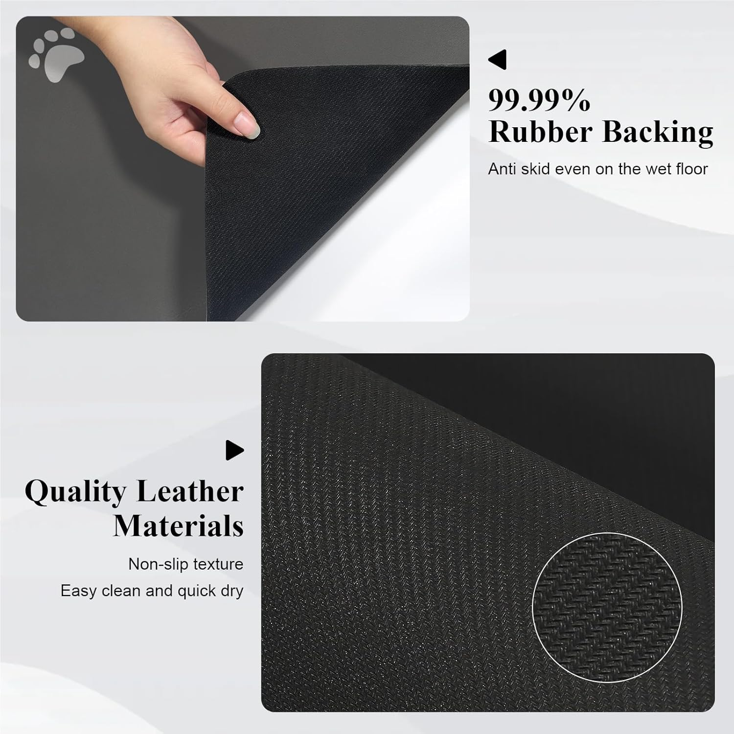 Pet Food Mat,Non-Slip Dog Food Mat, Feeding Mat Quick-Dry Dog Mat for Food and Water Bowl,Pet Placemats for Cat (Dark Gray, 40X60Cm) image number 4