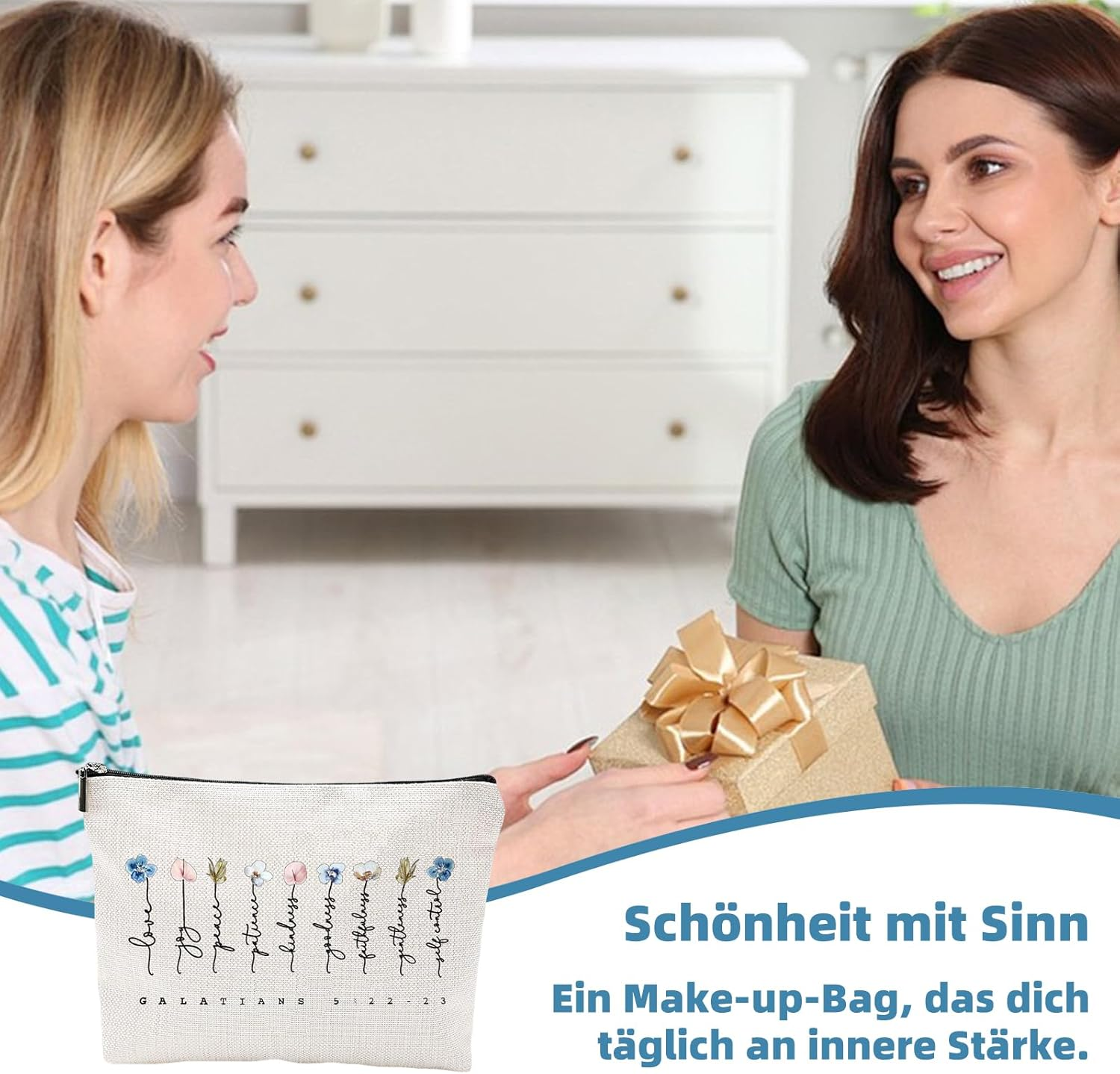 Cosmetic Bag, Christian Writing Make up Bag for Women, Travel Toiletry Bag Made of Waterproof Material Organiser for Travel, Gym, Work