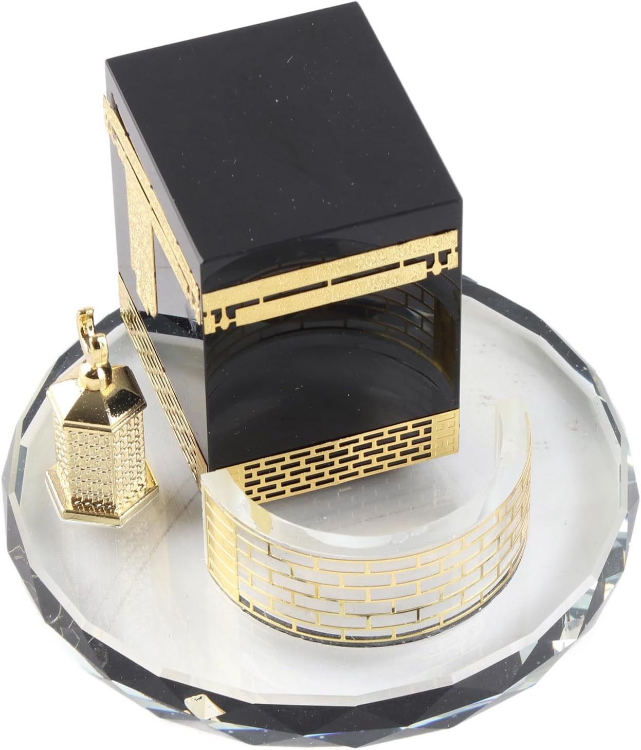 Islamic Crystal Decor Kaaba Model Office Supply, Muslim Crystal Gilded Caaba 3 Pcs Model Islamic Building Handicrafts Souvenirs Vehicle Decor image number 3