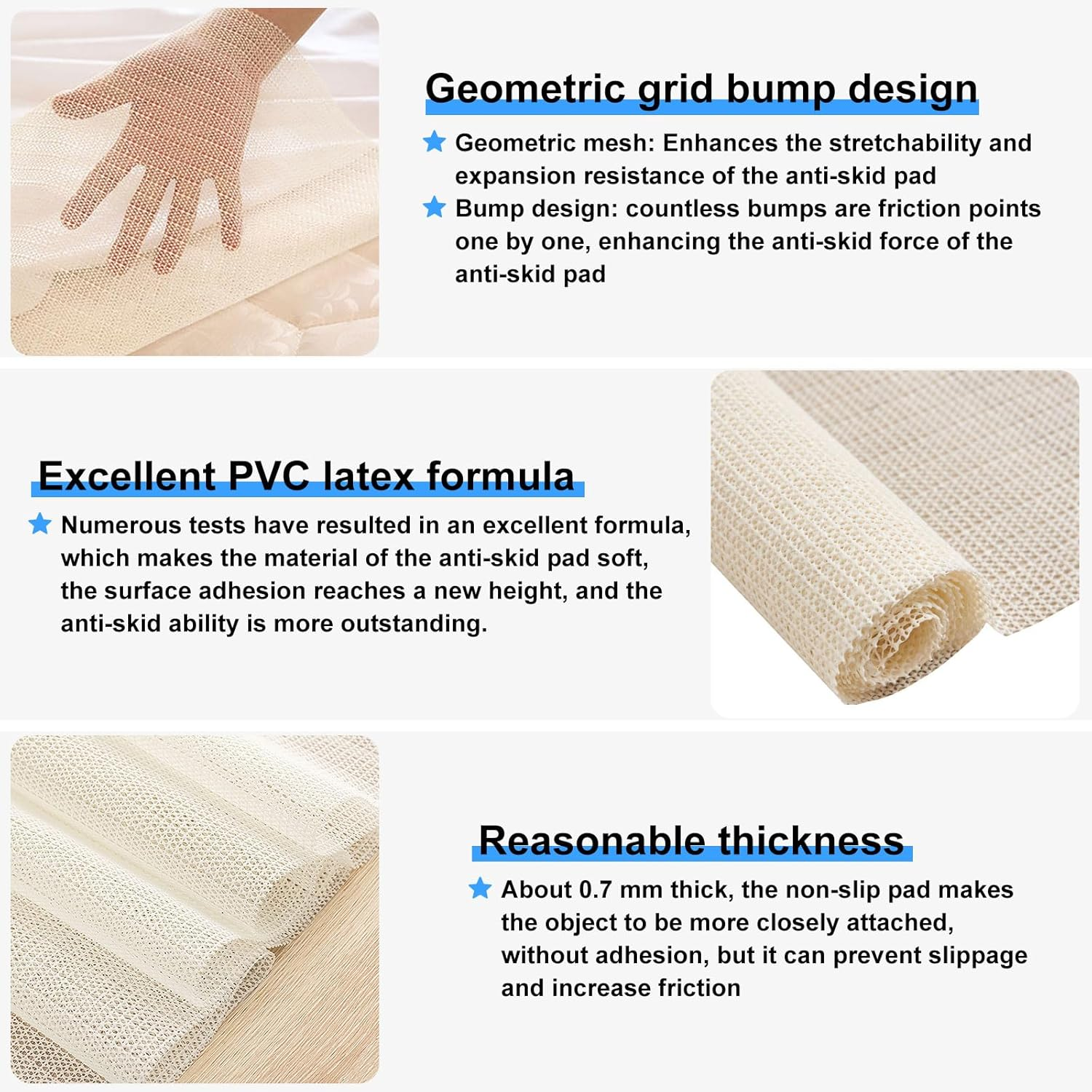 Sofa anti Slip Mat, anti Slip Furniture Mat, Reusable Furniture Mat, Segmented anti Slip Mat, Washable anti Slip Mat - Sturdy and Durable anti Slip Mat, Reusable PVC Carpet Easy to Cut, 160X230Cm image number 5