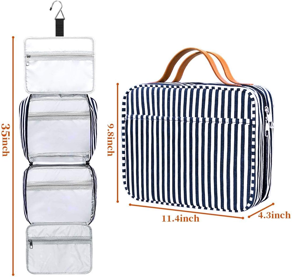 Hanging Travel Toiletry Bag, Large Capacity Cosmetic Waterproof Makeup Organiser for Women Wit 4 Compartments & 1 Sturdy Hook Travel Accessories Kit for Bathroom Shower image number 5