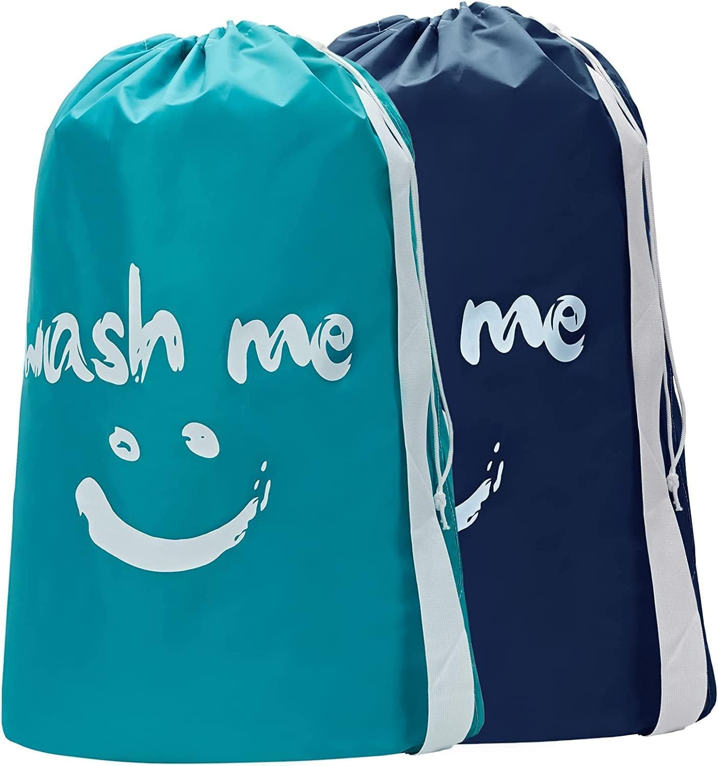 CJWLKJ 2 Pack XL Travel Laundry Bag with Strap, Dirty Clothes Organizer, Carry up to 4 Loads of Laundry, Easy Fit a Laundry Hamper or Basket, Sky Blue and Blue image number 1