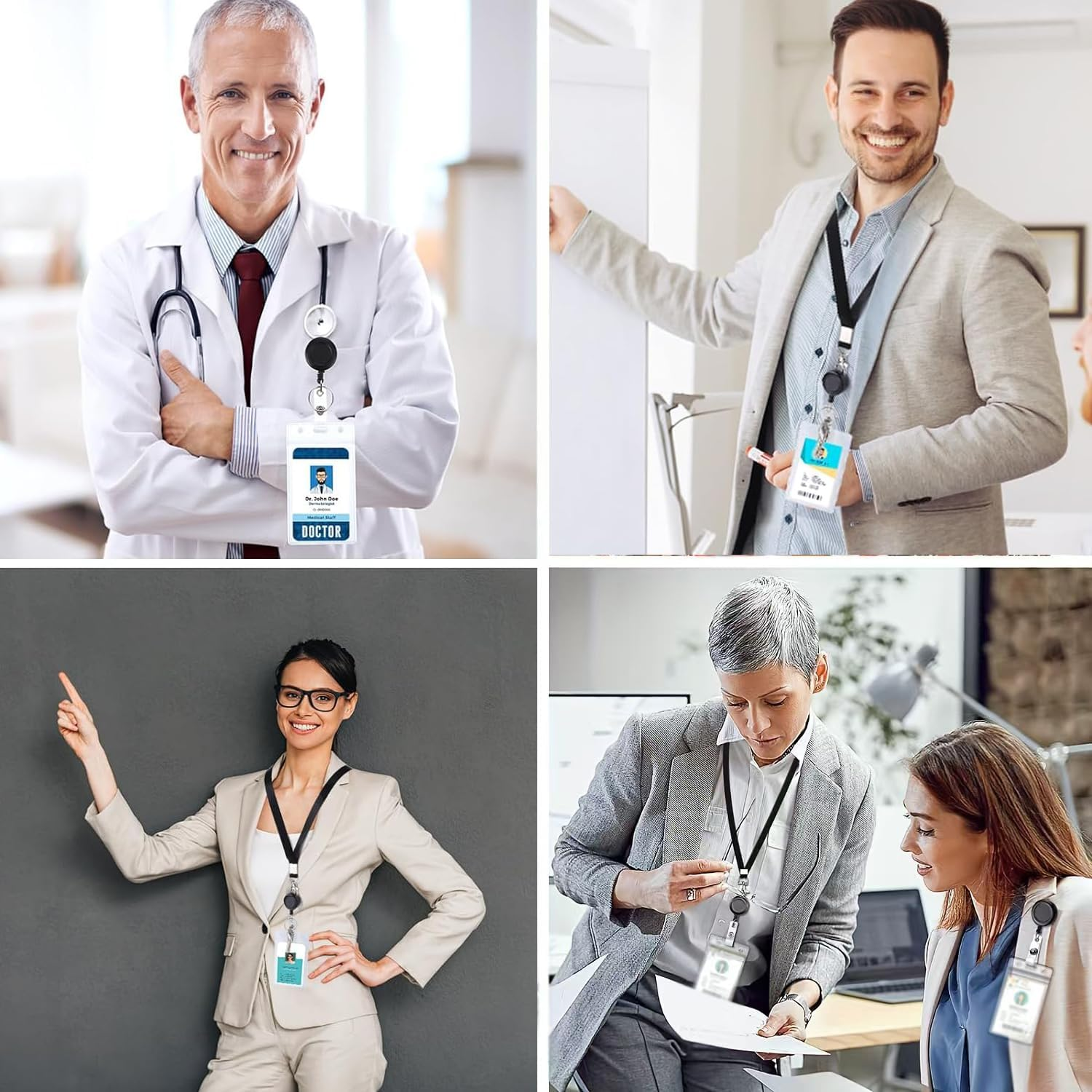 Aieve 2 Pack Retractable Id Badge Holder with Lanyard, Badge Clip Reel Vertical Quick Release and Safety，Retractable Badge Carabiner Reel Clip with Waterproof ID Cards Holders image number 6