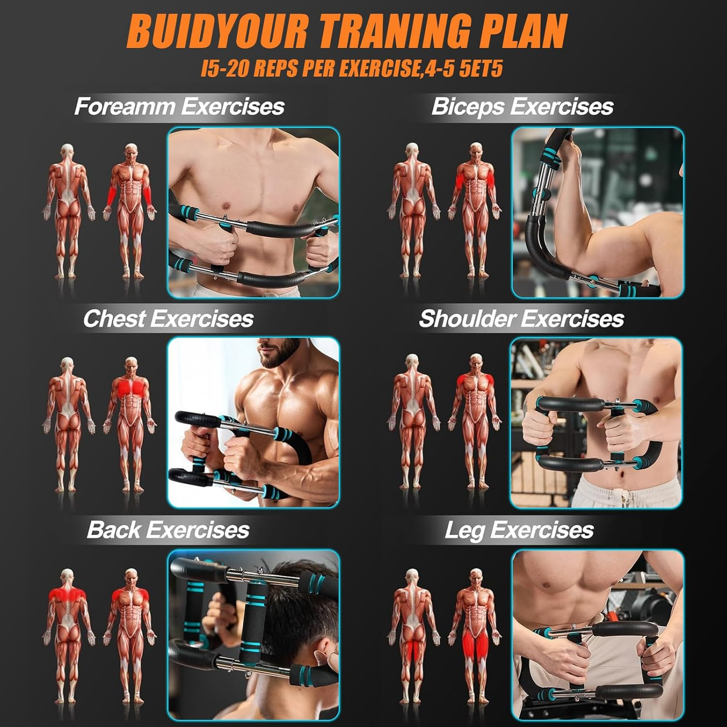 Saker Arm Trainer, 60-100Lb Adjustable Hydraulic Power Bar for Arm, Chest & Twister for Muscle Building, Portable Detachable Upper Body Fitness Machine for Home & Gym image number 1