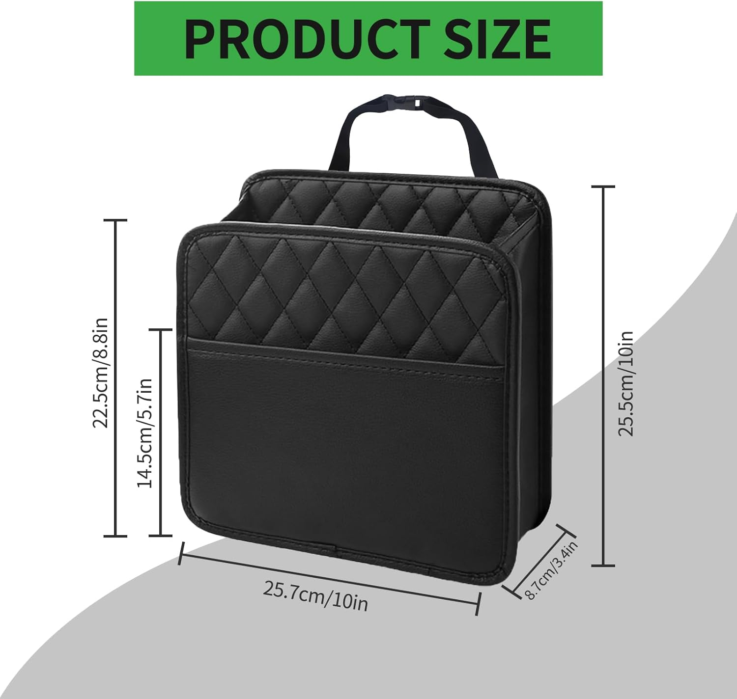 Car Seat Back Organizer, PU Leather Car Seat Storage, Hanging Back of Seat Car Organizer, Car Seat Organizer for Most Vehicles (Black) image number 5