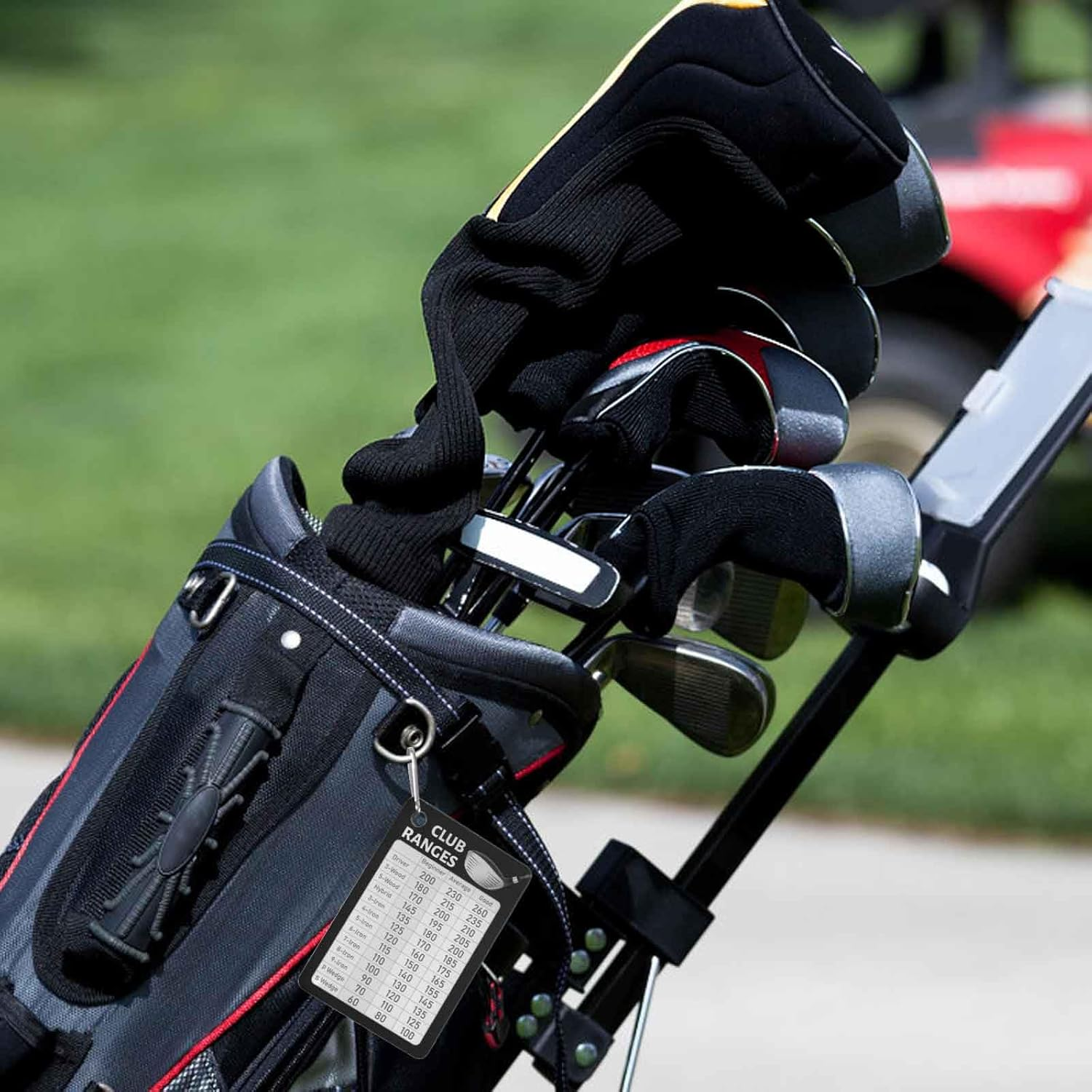 BOXOB Golf Club Range Chart Card, Black Golf Distance Map Golf Yardage Card Golf Range Chart Card Golf Club Rules Card Golf Club Bag Accessories Golf Essentials Accessories for Men image number 2