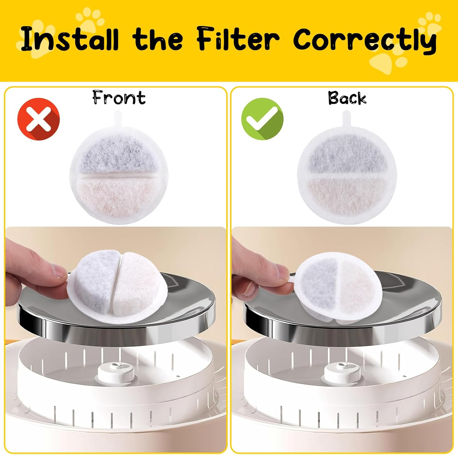 6 + 9 Pieces Cat Fountain Filter, Drinking Fountain Cat Replacement Filter, Filter Cat Fountain for 84 FL 2.5 L Drinking Fountain for Cats and Dogs Cat Fountain, with Carbon Filter and Foam Filter image number 4