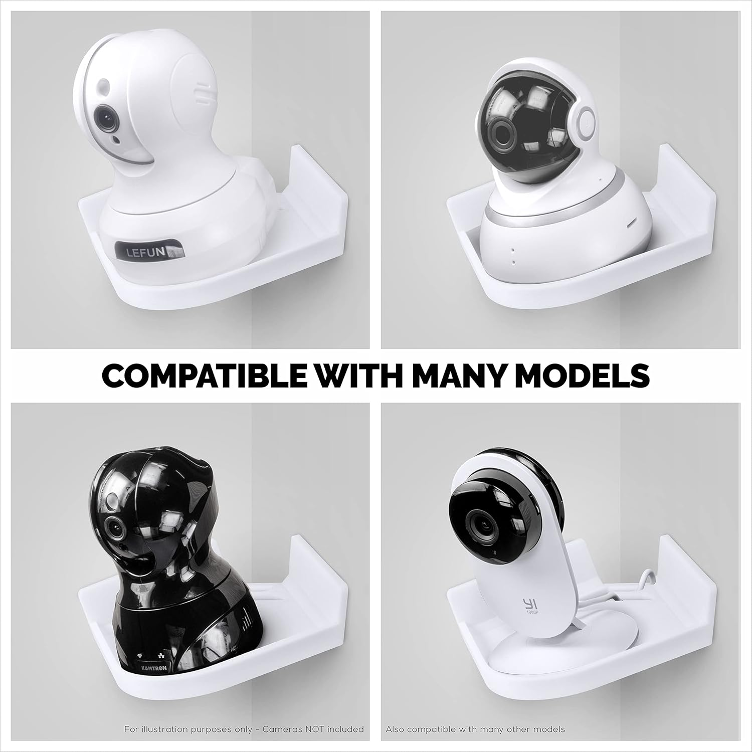 BRAINWAVZ Drill Free Universal Corner Baby Monitor & Security Camera Wall Mount Shelf, Tilted for Optimal Viewing, 3M VHB Adhesive, Screwless, Easy to Install, White image number 6